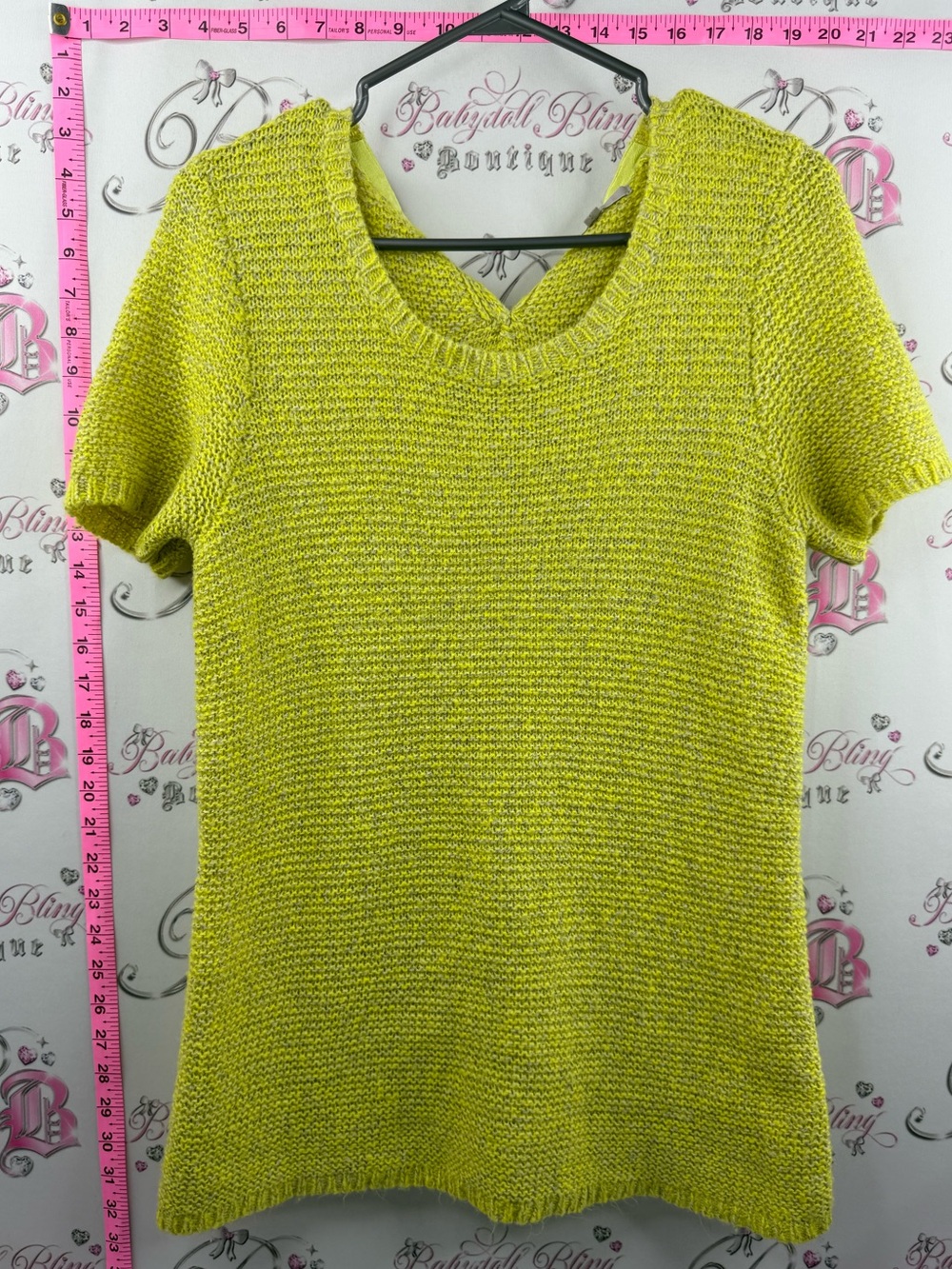 GAP knit top tie up ribbon Short-Sleeve Knit Top in Lime Green silver